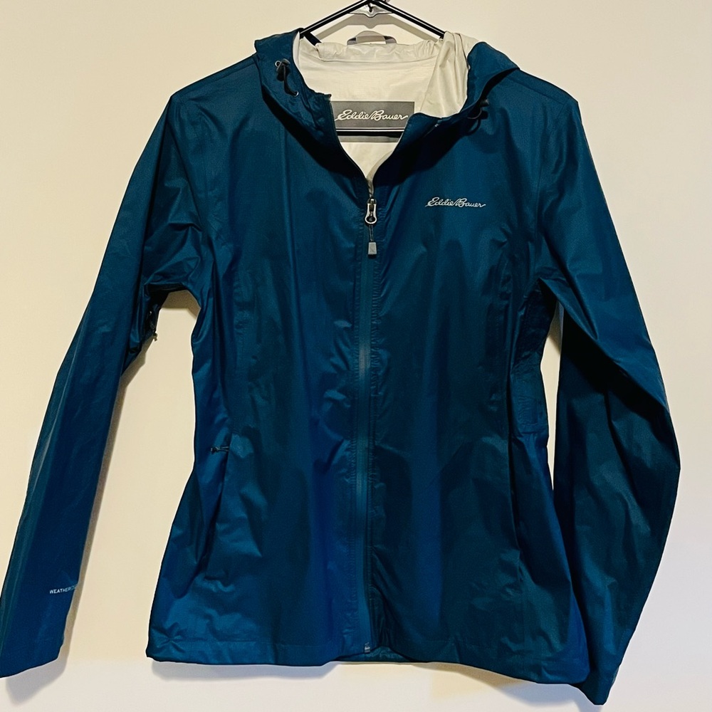 Eddie Bauer teal rain jacket size small